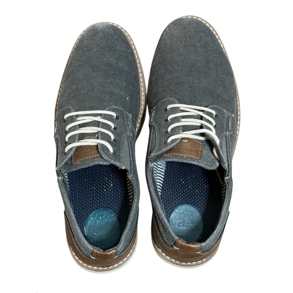 Nunn Bush Mens Barklay Canvas Oxford Comfort Gel Shoes Gray Brown  Size 8.5 W